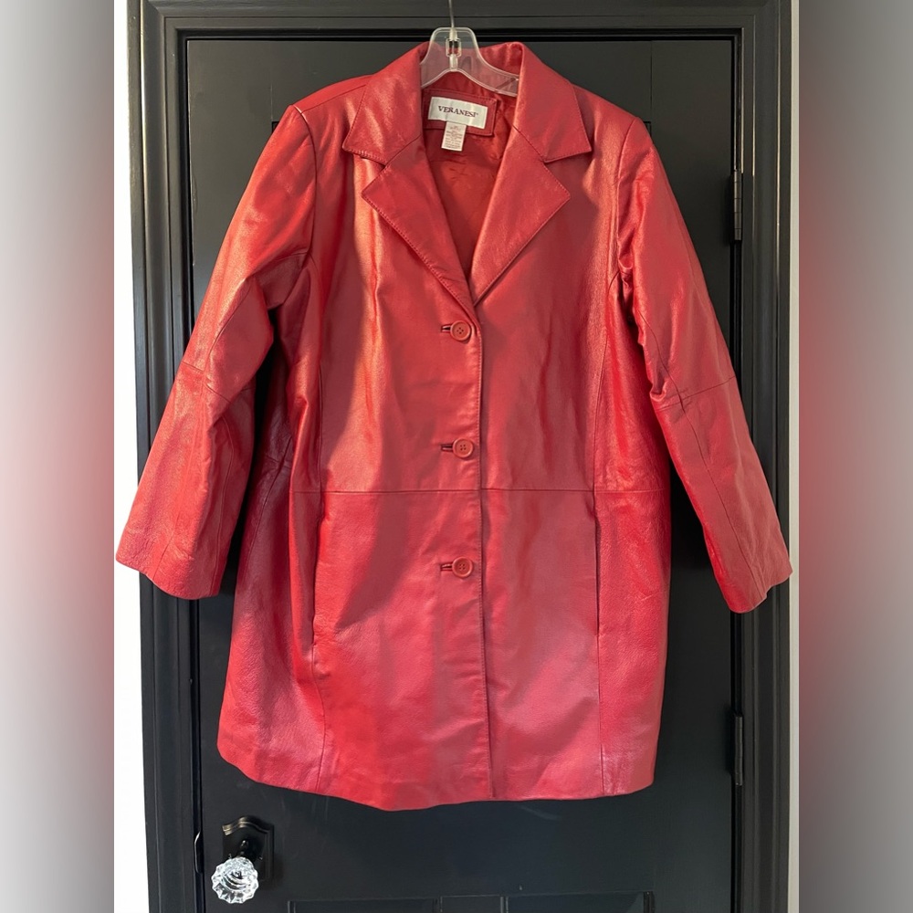 Varanesi Leather Women's Red Jacket